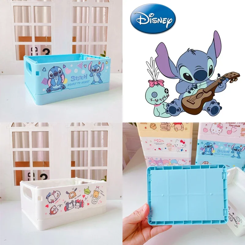 

Настольная коробка для хранения Disney Stitch, складная пластиковая коробка с мультяшным рисунком для удаленной фотокосметики, всякой всячины