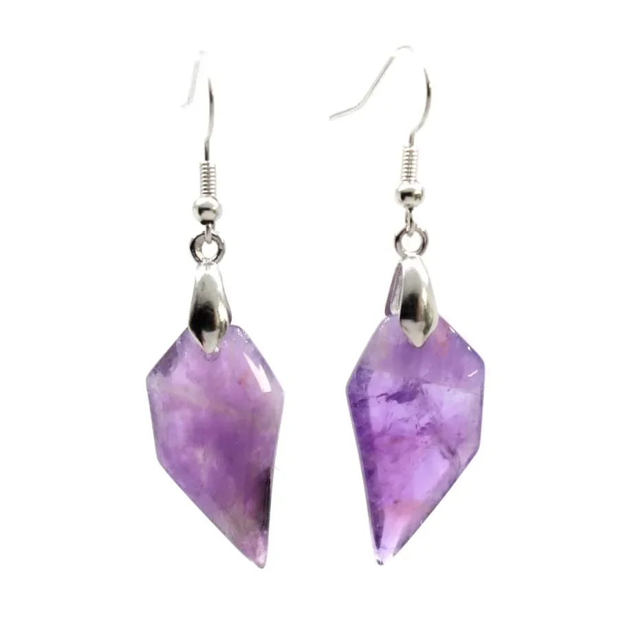 Crystal love Heart Earrings For Women Girls Natural Gemstone Amethyst Rose Quartz Fluorite Agate Dangle Hook Stone Earring