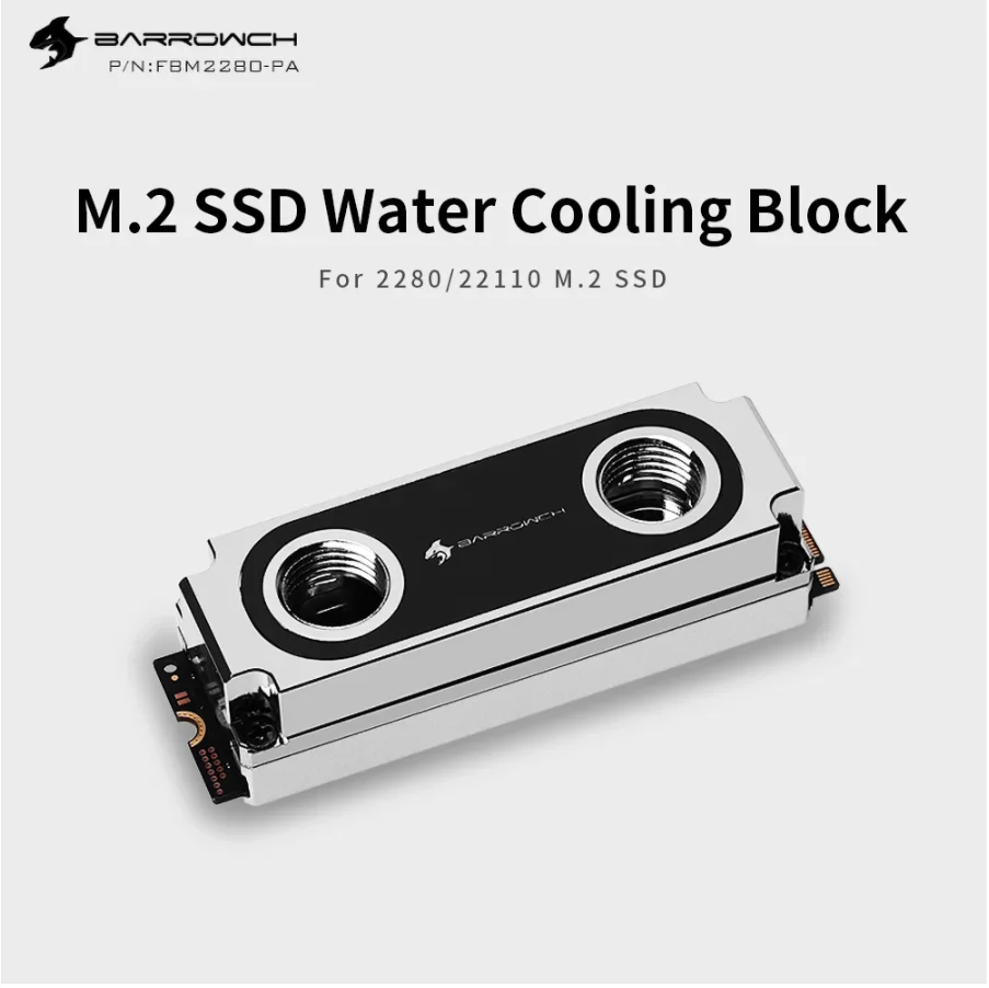 

Barrowch FBM2280-PA Water Cooling Block For 2280/22110 M2 Type Solid State Drive Supports Single Double-Sided Chip Hard Drive