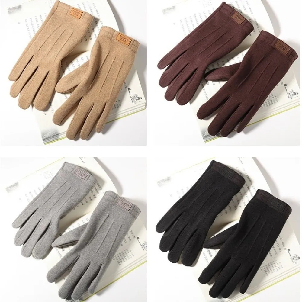جديد زائد الصوف الدفء قفازات شاشة تعمل باللمس يندبروف الشتاء القفازات بلون قفازات الباردة واقية رجل #5