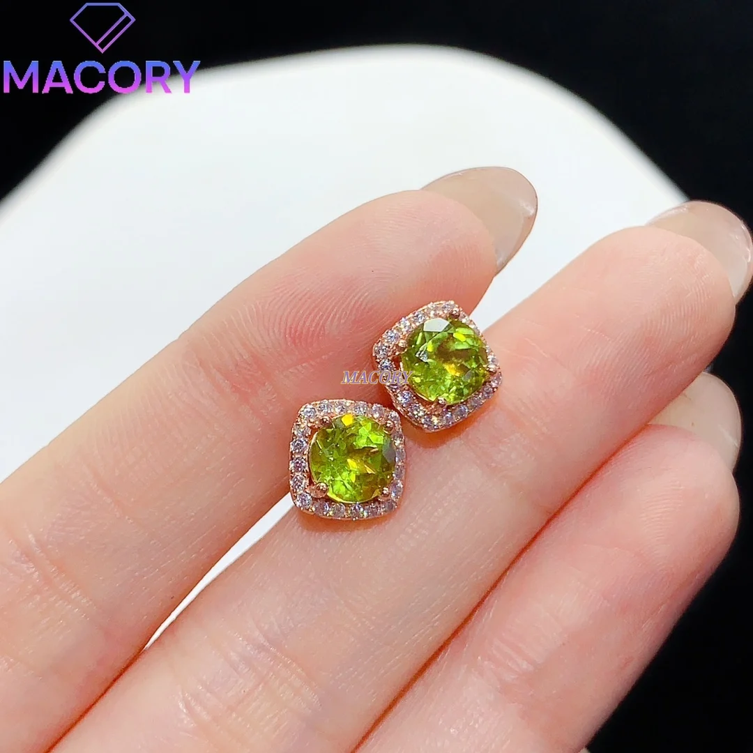 

Женские серьги-гвоздики из натурального перидота из стерлингового серебра 925 пробы подходят для Рождества, Дня святого Валентина, различные праздничные подарки