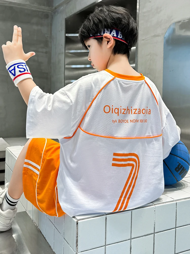 男子バスケットボールユニフォームセット夏速乾トレーニングスポーツジャージ小学校クラス制服半袖ショートパンツ