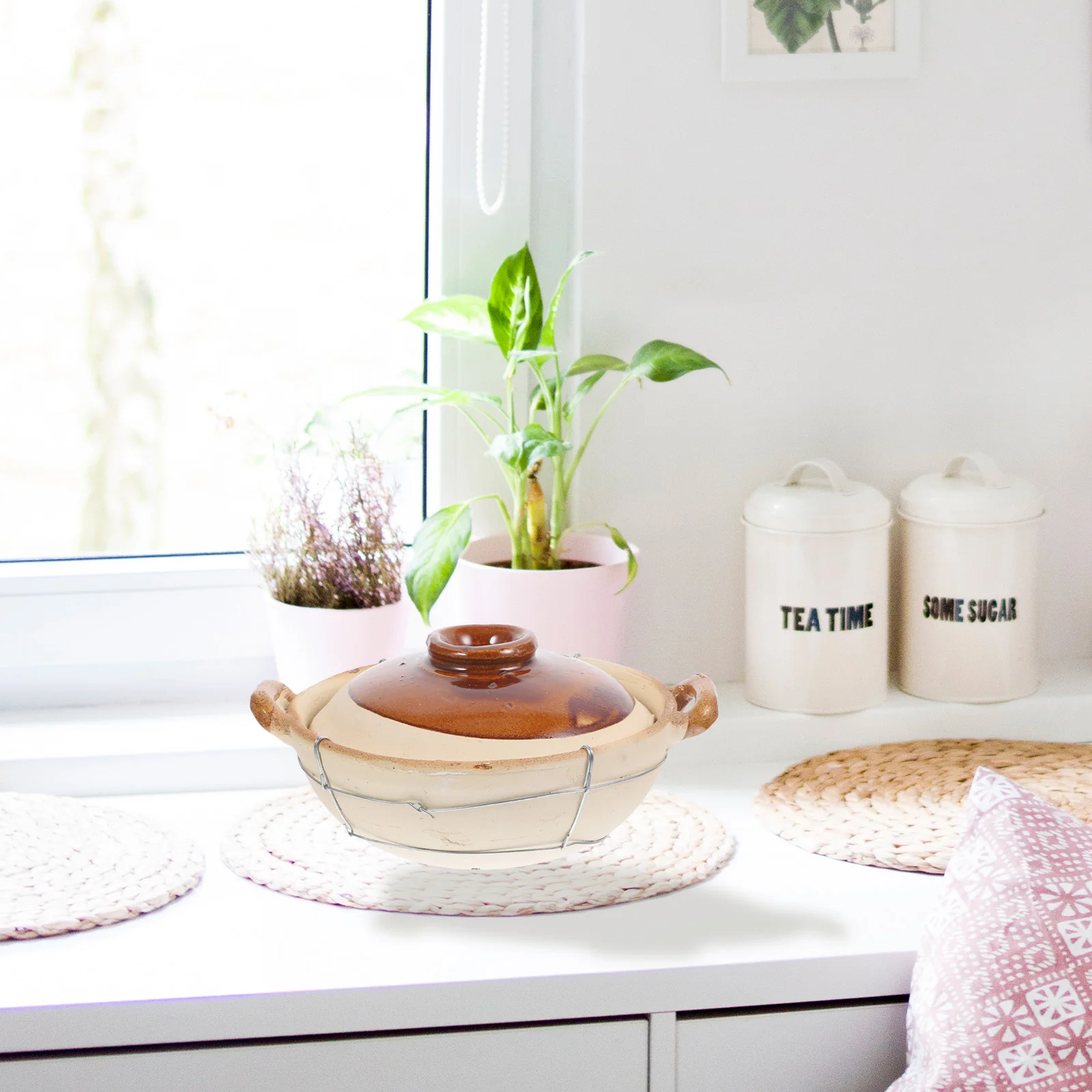 

800ml Ceramic Casserole Pot Easy to Clean Kitchen Essentials for Home Stewing Chinese Clay Pot Heat-Resistant Casserole