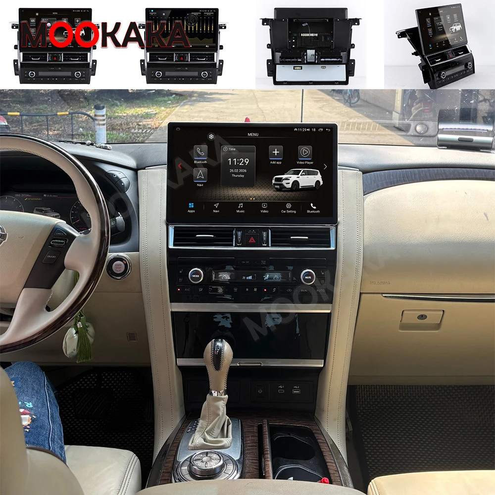 14,6 Zoll Autoradio für Nissan Patrol Y62 2012-2020 Android Auto Stereo Multimedia Player A/C Panel DSP Carplay Navigation GPS