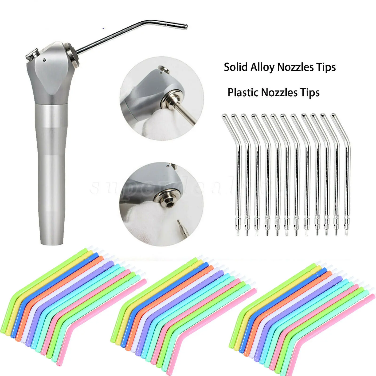 

Dental Triple Way Syringe Air Water Spray Handpiece/Disposable Solid Alloy/Plastic Nozzles Tubes