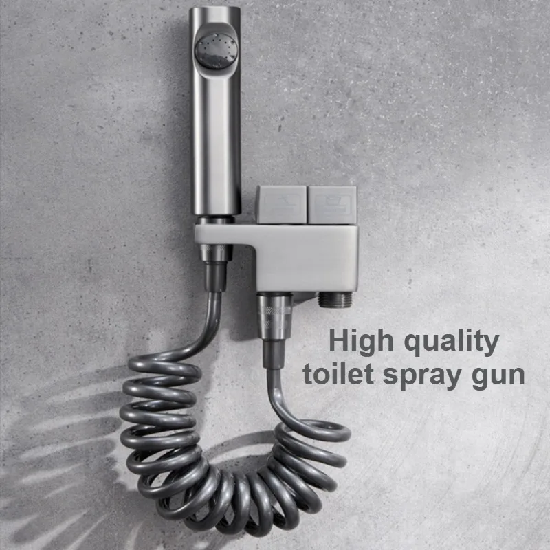 Premium Toilet Bidet Sprayer Faucet, 1 in 2 Out Water Inlet Valve, Bathroom Toilet Cleaning Sprayer, 3 Colors Available