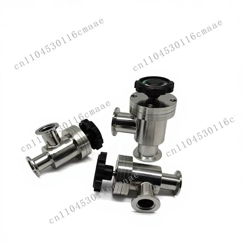 Bellows Sealed Hand Operated Flapper Valve Diaphragm Stainless Steel Finish Angle Structure Gas Media Normal/Low Temperature KF
