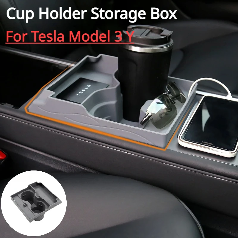 

Water Cup Holder for Tesla Model 3 Y Central Control Storage Box Hub Limiter Silicone Car Modification Interior Accessories 2023