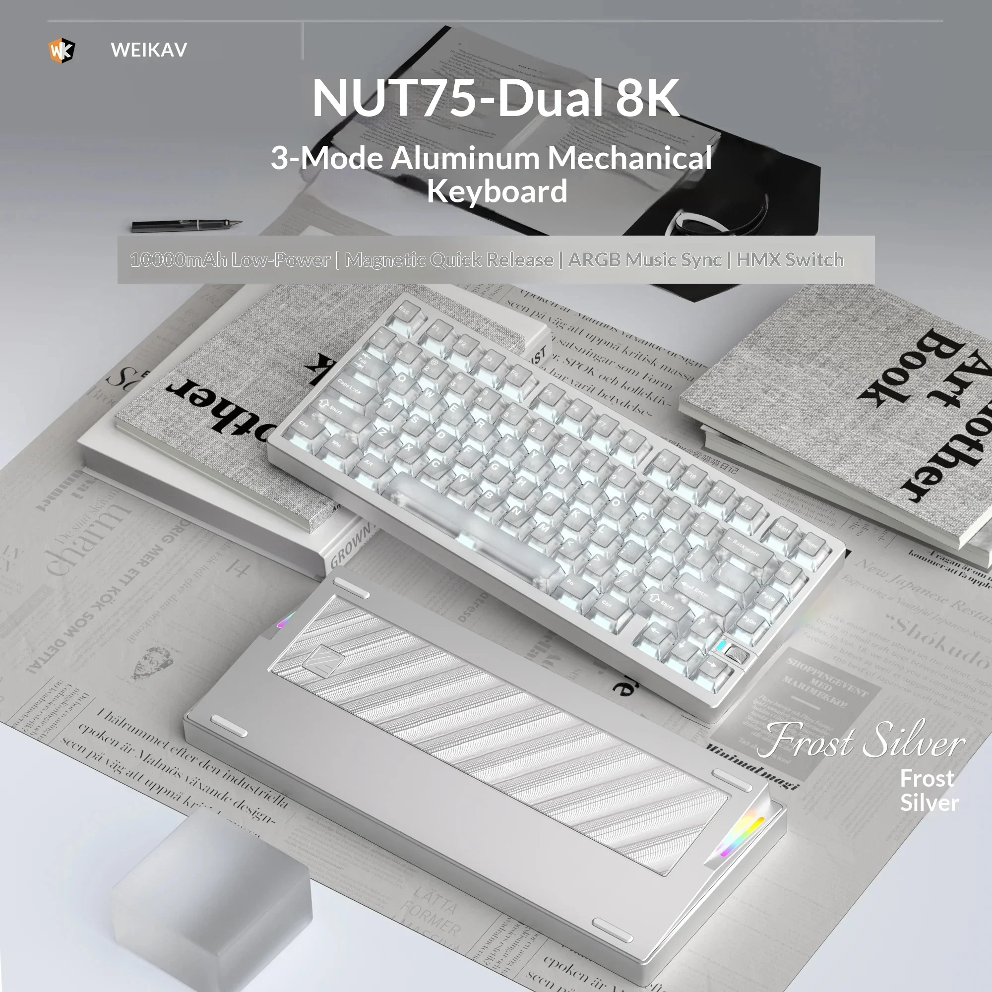WEIKAV Nut75 Wireless Keyboard The Delay Of 8K Return Rate Is As Low As 0.125MS E-sports Keyboard Esport Game Gift Accessory