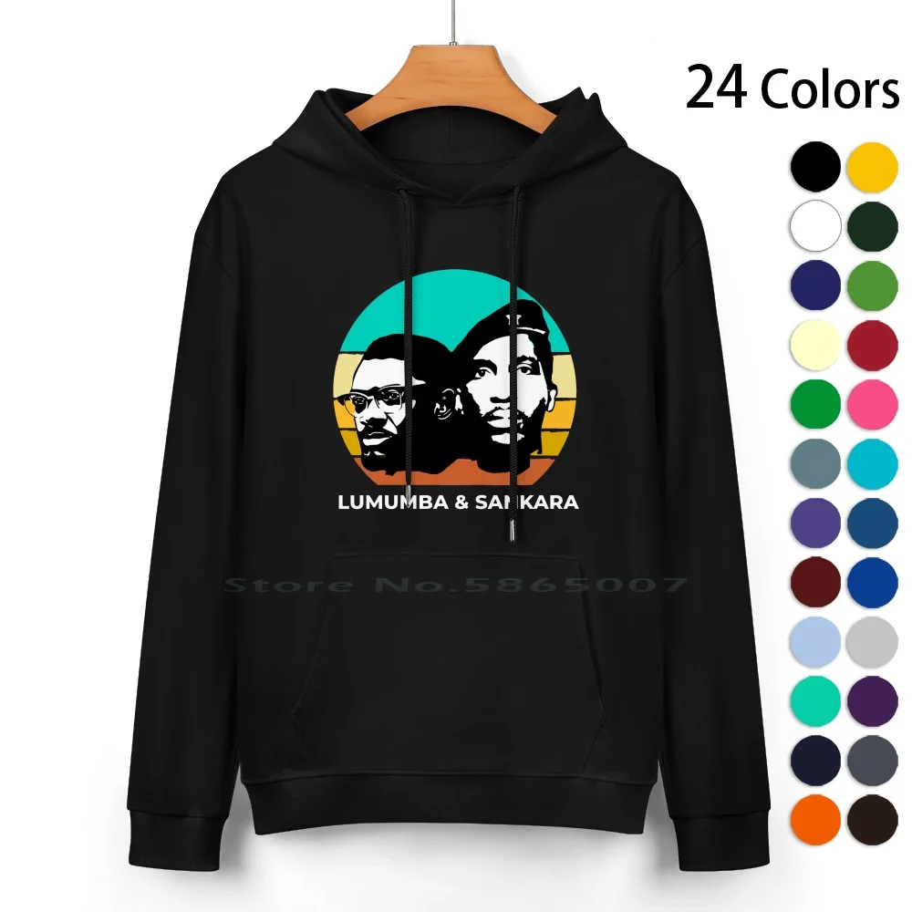 Sankara And Lumumba Retro Sunser Pure Cotton Hoodie Sweater 24 Colors Thomas Sankara Patrice Lumumba Retro Sunset Black History