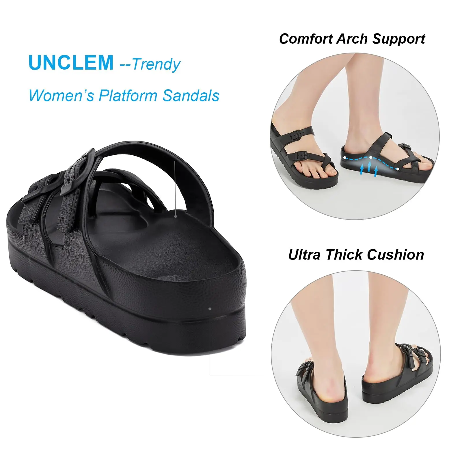 Smile PoP Damen Plateausandalen Sommer Strand Wasserdichte Sandalen Mode Fußgewölbeunterstützung Kissen Slides Weiches Licht EVA Flache Schuhe – Detail 8
