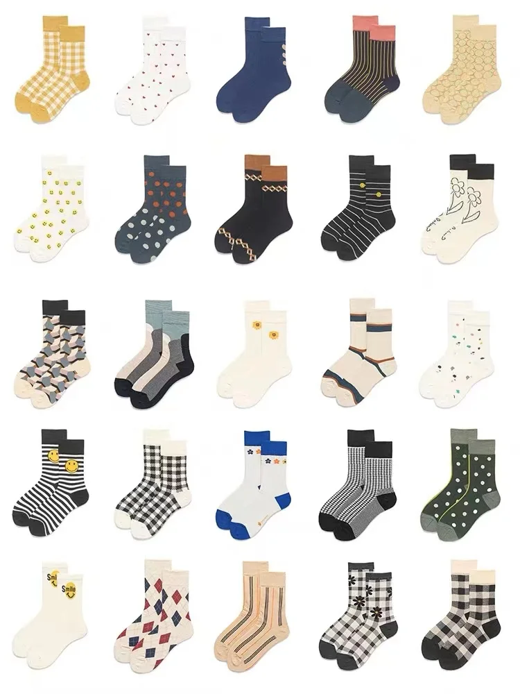 Fashion Socks Mid-leg Colorful Socks Women Girls Cute Socks Cotton Ventilate Wicking Socks Shoe Accessories