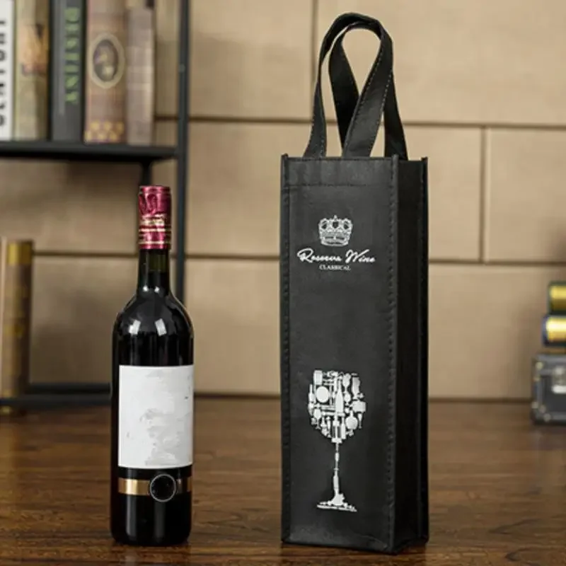 

1pcs Single/Double Branch Non-woven Gift Tote Bags Packaging For Red Wine Fabric Cloth Handbag Storage Reusable Pouches Party