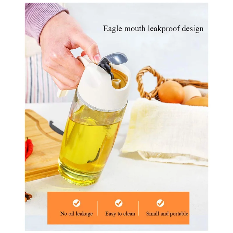 AB11-Auto Flip Salad Dressing Bottle Oil Cruet Glass Leakproof Dispensing Cruets Automatic