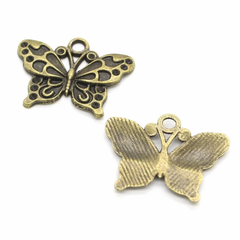 15 pcs vintage Tibetan Silver Plated butterfly Charms Metal  Pendants for Jewelry Making DIY Handmade Craft 25*19 mm 4130C