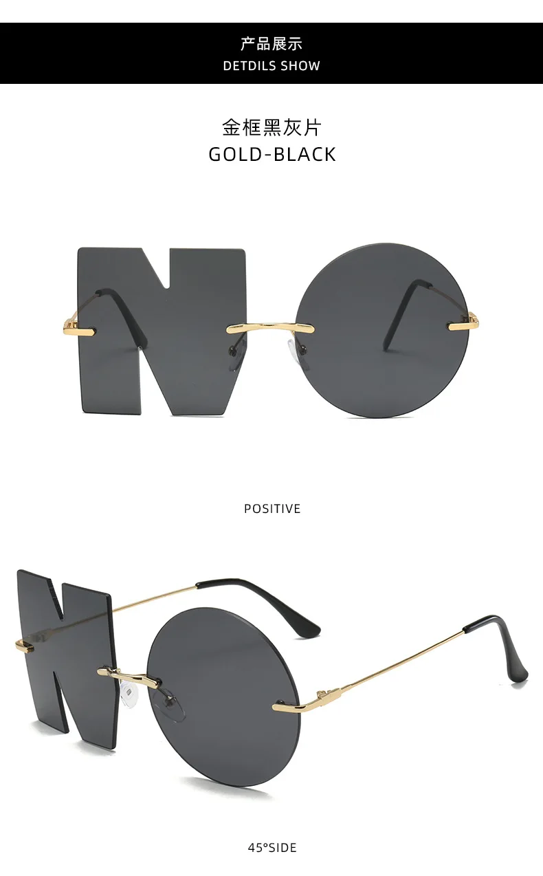 �NO"! Styling-Sonnenbrillen, modische Sonnenbrillen, Metall-Brillengestelle, bunte Brillengläser, Alien-Brillen – Detail 7