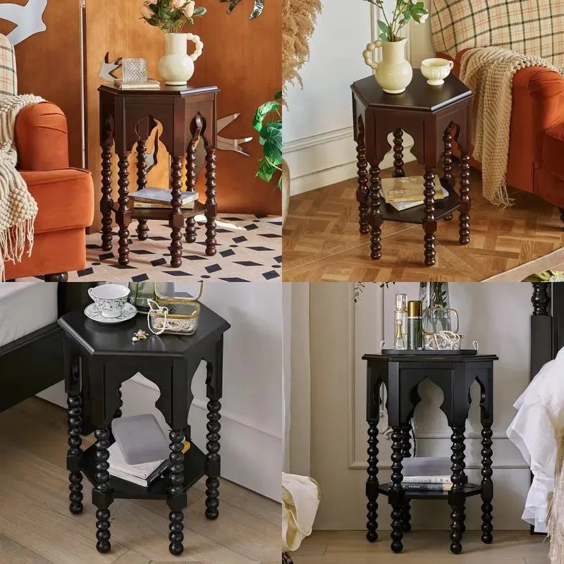 French Modern Simple Solid Wood Bedside Table Living Room Coffee Side Table