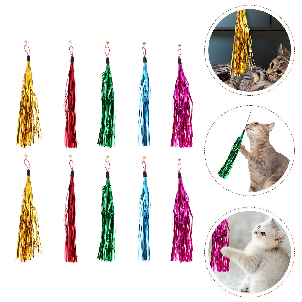 

15pcs Cat Teasing Replacement Tassel With Bell Lightweight Kitten Plaything Interactive Pet Supply For Cats Cat