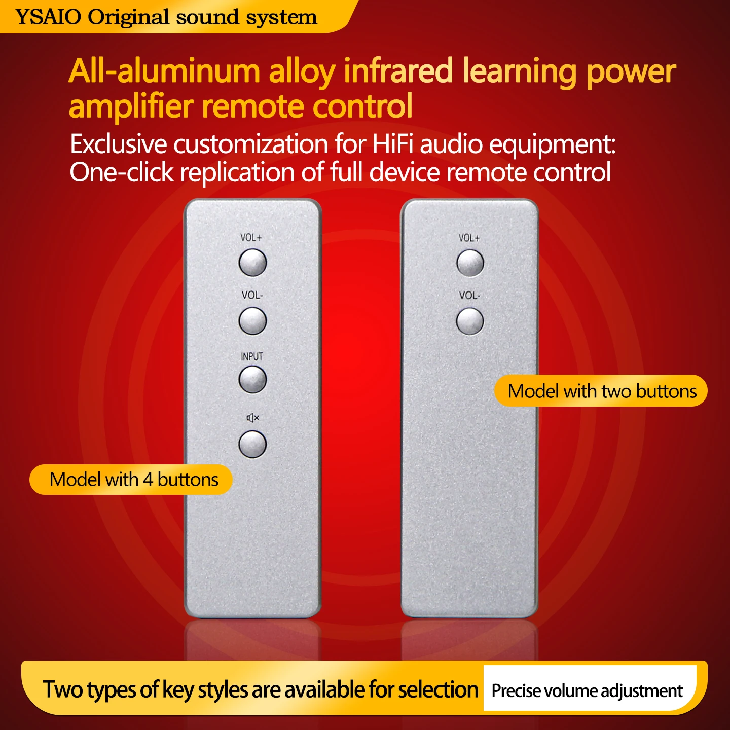 Ysaio Infrared Learning-Type Remote Control for Fever Audio Amplifiers, High-End Custom-Made, Made of All-Aluminum Alloy, Universal Remote Control for Volume
