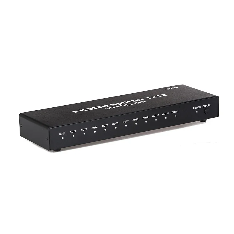 VCOM Metal case 12 Port HDMI Splitter 1 Computer to 12 Monitors 10Gbps 3D 1080P Ethernet