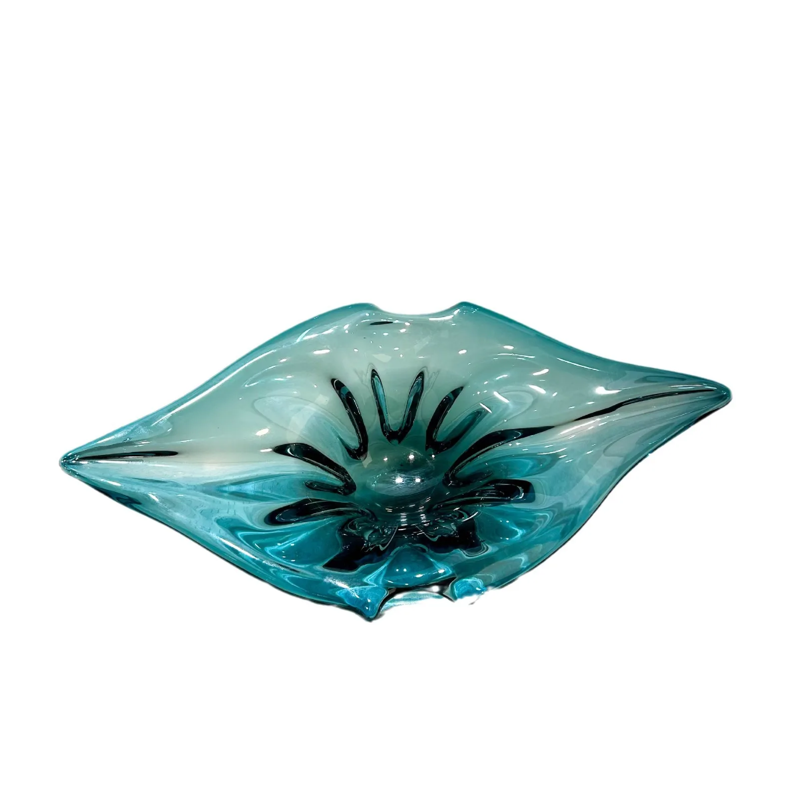 Lake blue irregular handmade glazed fruit plate living room dining table model room high-end decorative ornament