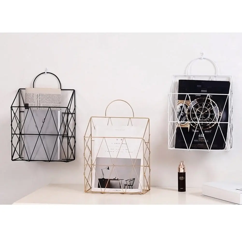 Premium Steel Wall Mounted Magazine Holder Hanging Book Basket for Newspapers Files Catalogs Office Home Decor Storage Display