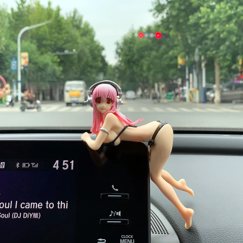 Cartoon Car Phone Holder Bikini Beach Girl Rearview Mirror Sexy Ornament Car Dashboard Decoration Anime Car Accessories Interior