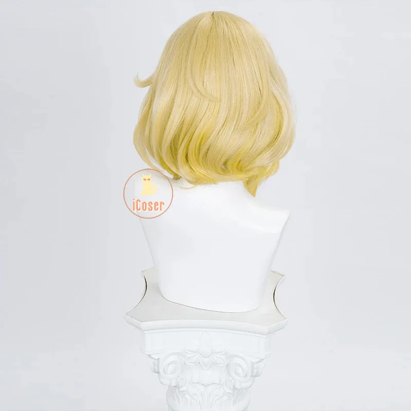 iCoser Honkai スターレール Aglaea コスプレウィッグブロンドショートヘアアンフォレウスゴールドウィーバーハロウィンパーティー女性ガールズカーニバル