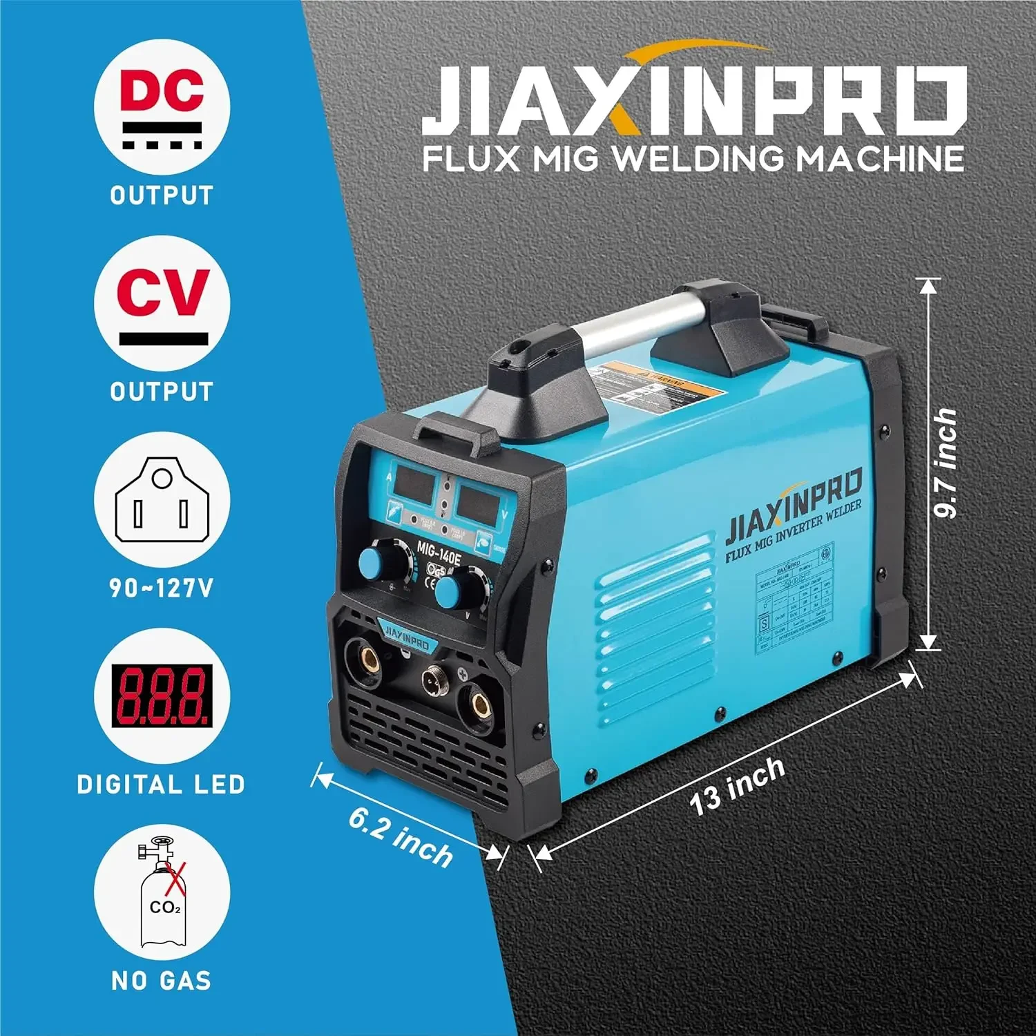 MIG Welder 140A Flux Core Welder Wire Feeder Gasless Welder 110V with MIG Welding Gun Work Cable & Clamp