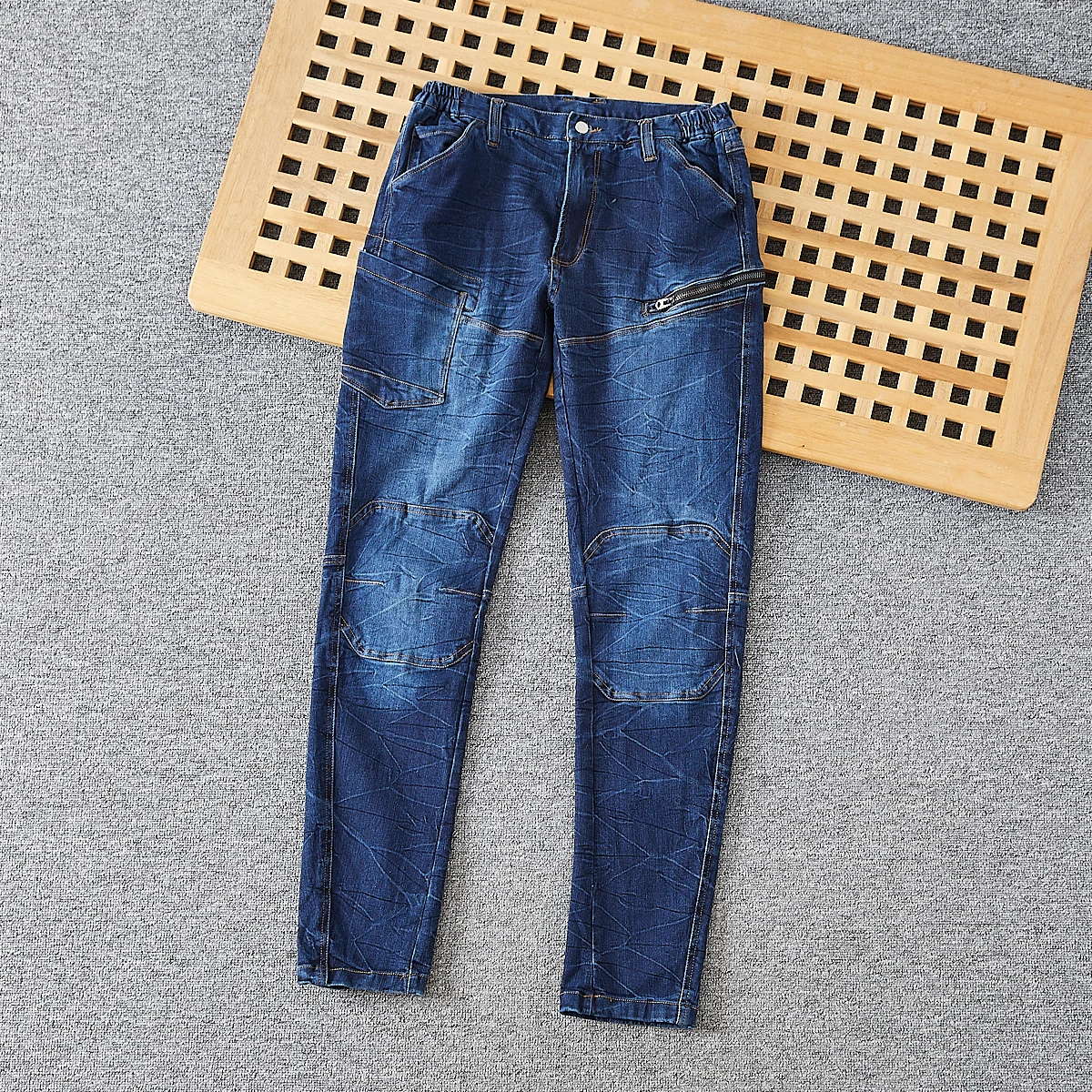 

Heavy Duty Washed Vintage Men's Slim Fit Casual Jeans Long Pants Fashionable New Model Spring Autumn Season Hong Kong Style