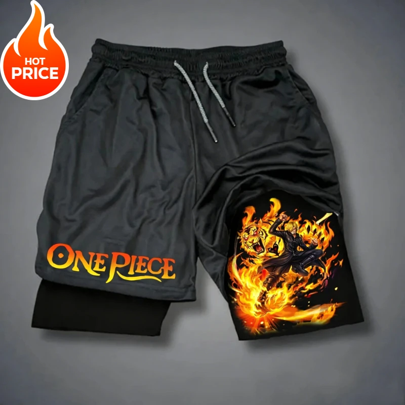 

One Piece Sanji 2026 Summer Men New 2026 Double-Layer Replica Two-Piece Loose-Fit Training Running Shorts Casual Pants Bottom