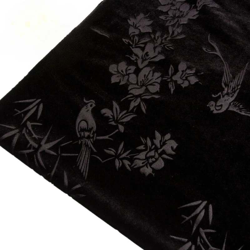 

Black Color Brocade Stretchy Jacquard Velvet Fabric African Nigerian Fabric for DIY Sewing Dress Cheongsam 150cm Width