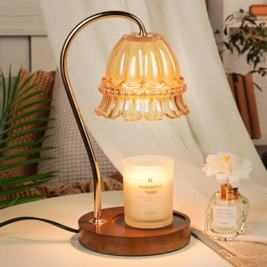 

Glass Candle Warmer Lamp with Timer, Flower Candle Lamp, Birthday Gifts for Women, Mom, Female Friend, Candle Lamp Warmer Gifts