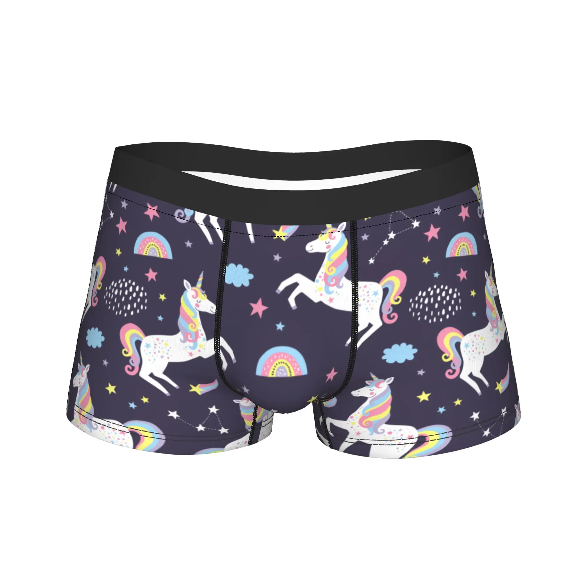 

Men Cartoon Cute Unicorn Long Underwear Hot Boxer Briefs Shorts Panties Male Breathable Underpants Plus Size
