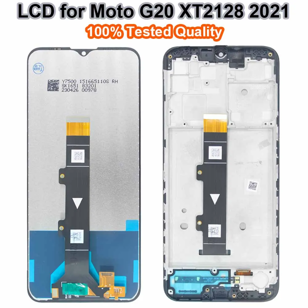 100% Tested LCD for Motorola Moto G20 LCD Display Touch Screen Digitizer Assembly Replacement for Moto G20 XT2128 LCD With Frame