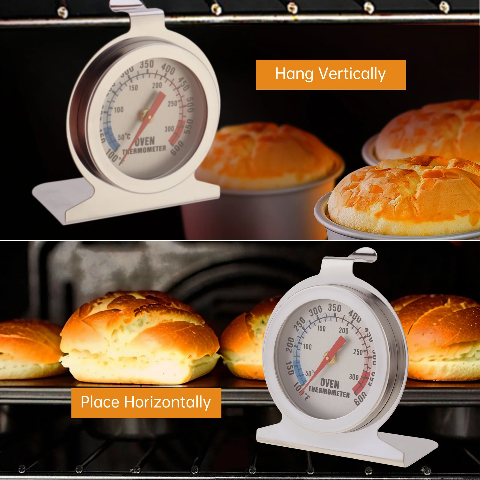 الفولاذ المقاوم للصدأ فرن تجهيزات المطابخ ميزان الحرارة المطبخ المنزل الطبخ ميزان حرارة صغير الشواء شواء مقياس درجة الحرارة 50-300C/100F-600F