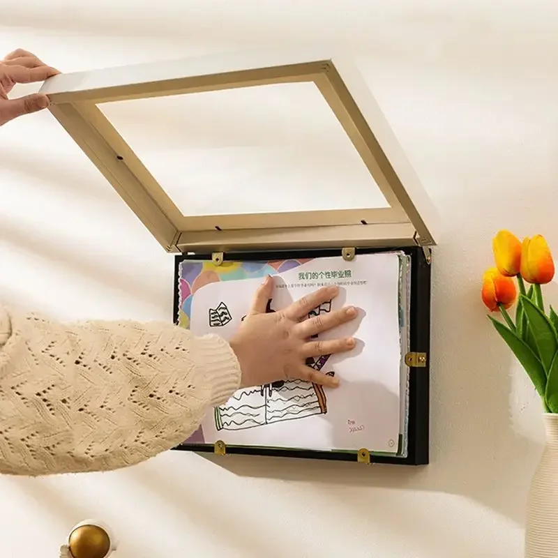 A Mounted a4 display frame, wall mounted picture frame, certificate frame, flip over style, perforated free picture frame