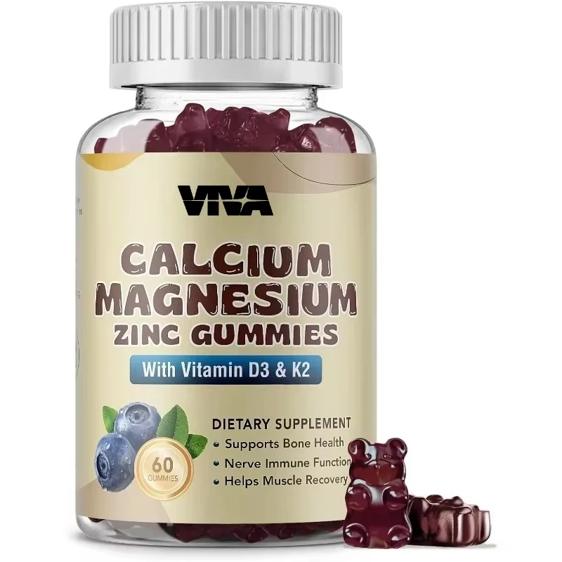 

Women's calcium magnesium zinc gummies, vitamin D3 and K2, bone and nerve health, muscle function, immune support