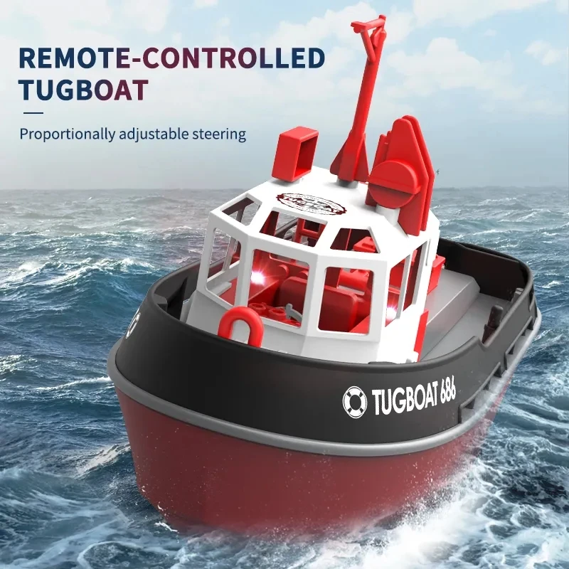 เรือ Rc 1:72 เครื่องชั่งน้ําหนักจําลองรีโมทคอนโทรล Tugboat รุ่นของเล่นอิเล็กทรอนิกส์ตกแต่งเรือตกปลาเด็กของขวัญวันเกิด