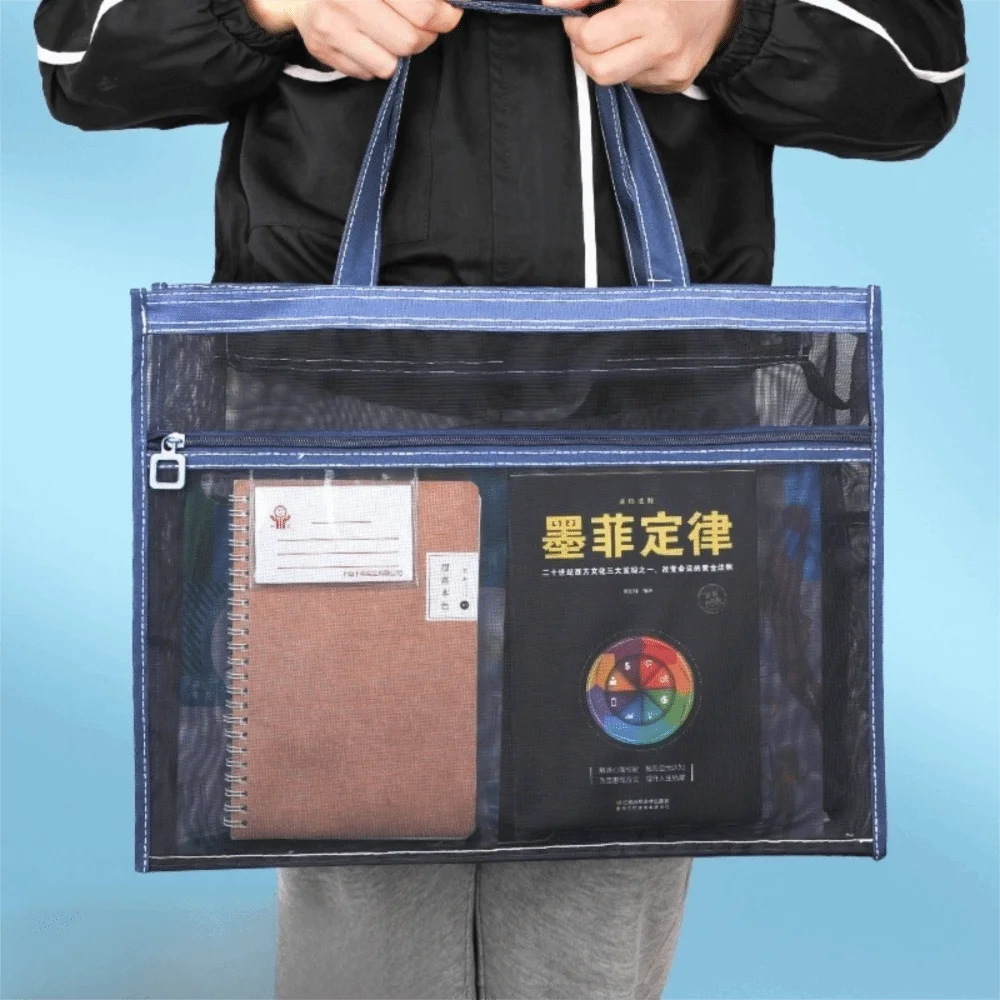 

Lightweight A3 Zipper Pouch Bag Large-capacity Creative Document Book Bag Canvas with Handle Book Storage Bag School