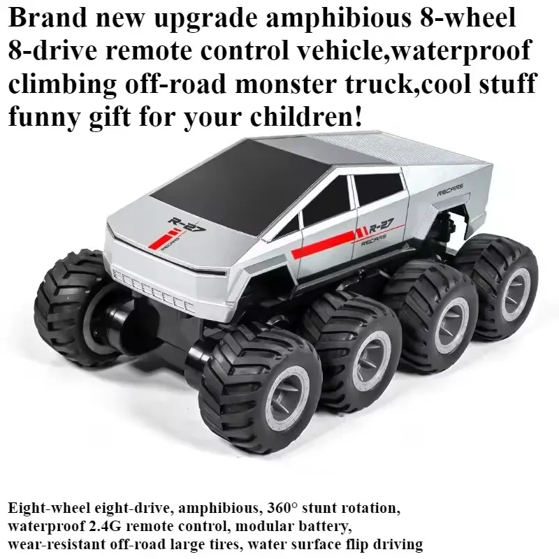 8輪サイバーRCトラック 8WD水陸両用モンスタートラック オフロード水上遊戯RCカーおもちゃ 防水クライミングRCカー 子供男の子ギフトおもちゃ