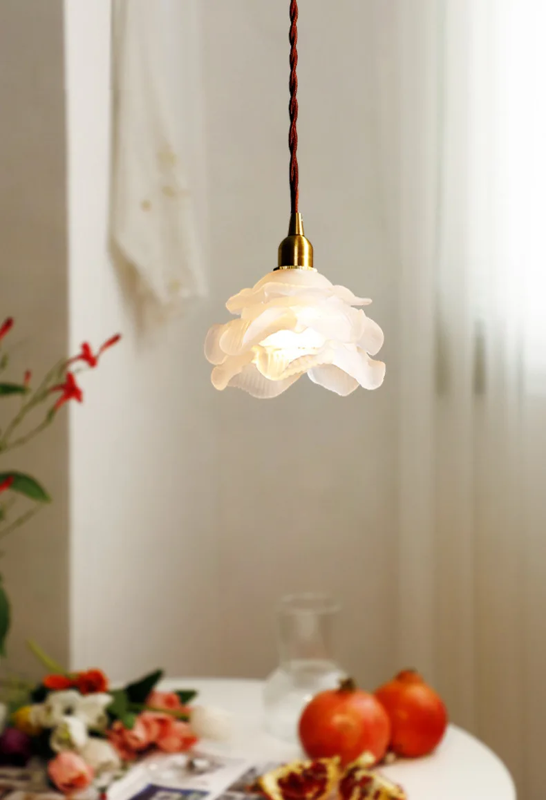 Nordic Style Simple copper LED Pendant Light Fixtures Bedroom Living Room Bar Colorful Glass Copper Hanging Lamp Lights