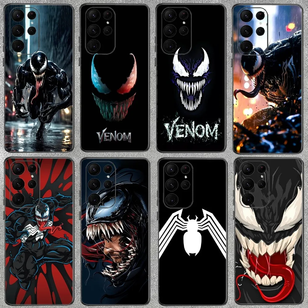 M-Marvel Superhero V-Venom Phone Case For Samsung Galaxy A52 A12 A51 S21 Edge S22ULTRA S23 S20LITE Plus Ultra Black Cover