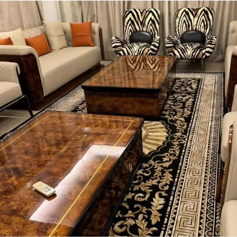 Luxury Muslim hand-tufted NZ wool + bamboo silk floor villa living room carpet
