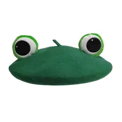 Autumn Winter Kids Women Cartoon Plush Frog Eyes DIY Family Cute Green Wool Warm Beret Caps Girls