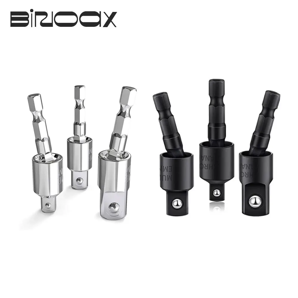 360° Electric Drill Air Screwdriver Sleeve Universal Adapter Hex Handle to Square Head Rotary Adapter Connect Rod Tools