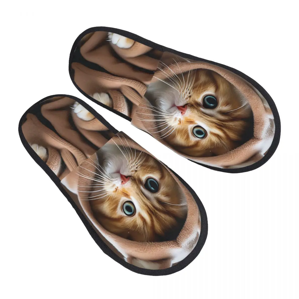 

Custom Print Women Cute Cat House Slippers Soft Warm Memory Foam Fluffy Slipper Indoor Outdoor Shoes