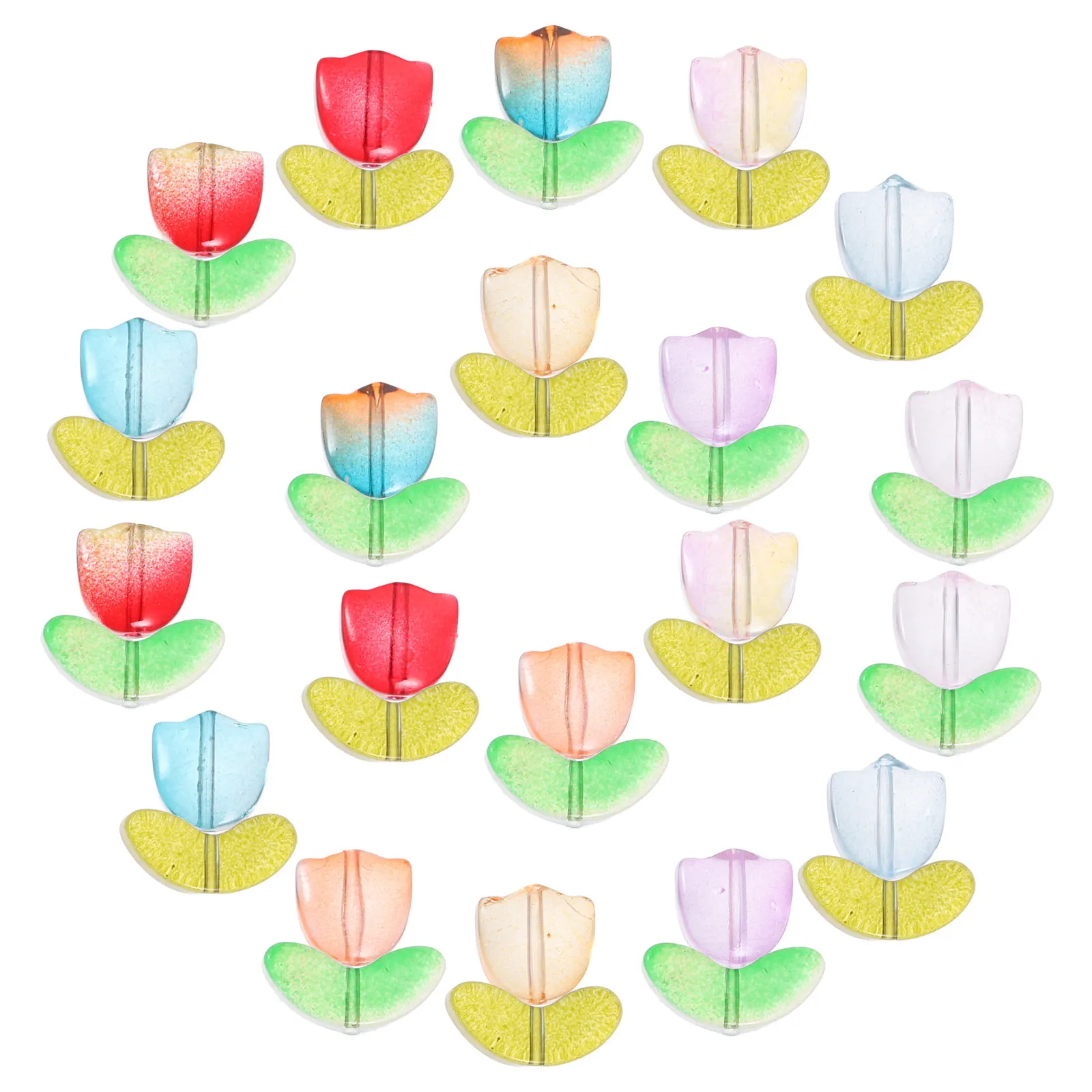 

20Sets Tulip Gradient Color Beads DIY Jewelry Making Supplies Bracelet Necklace Earring Loose Acrylic Beads