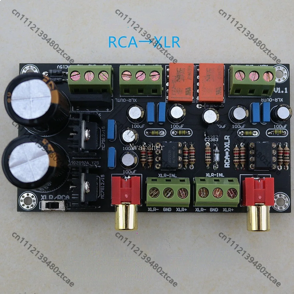 RCA XLR Single Ended to Balanced Converter Board with Rectifier Filter AC Powered HiFi Audio Preamp