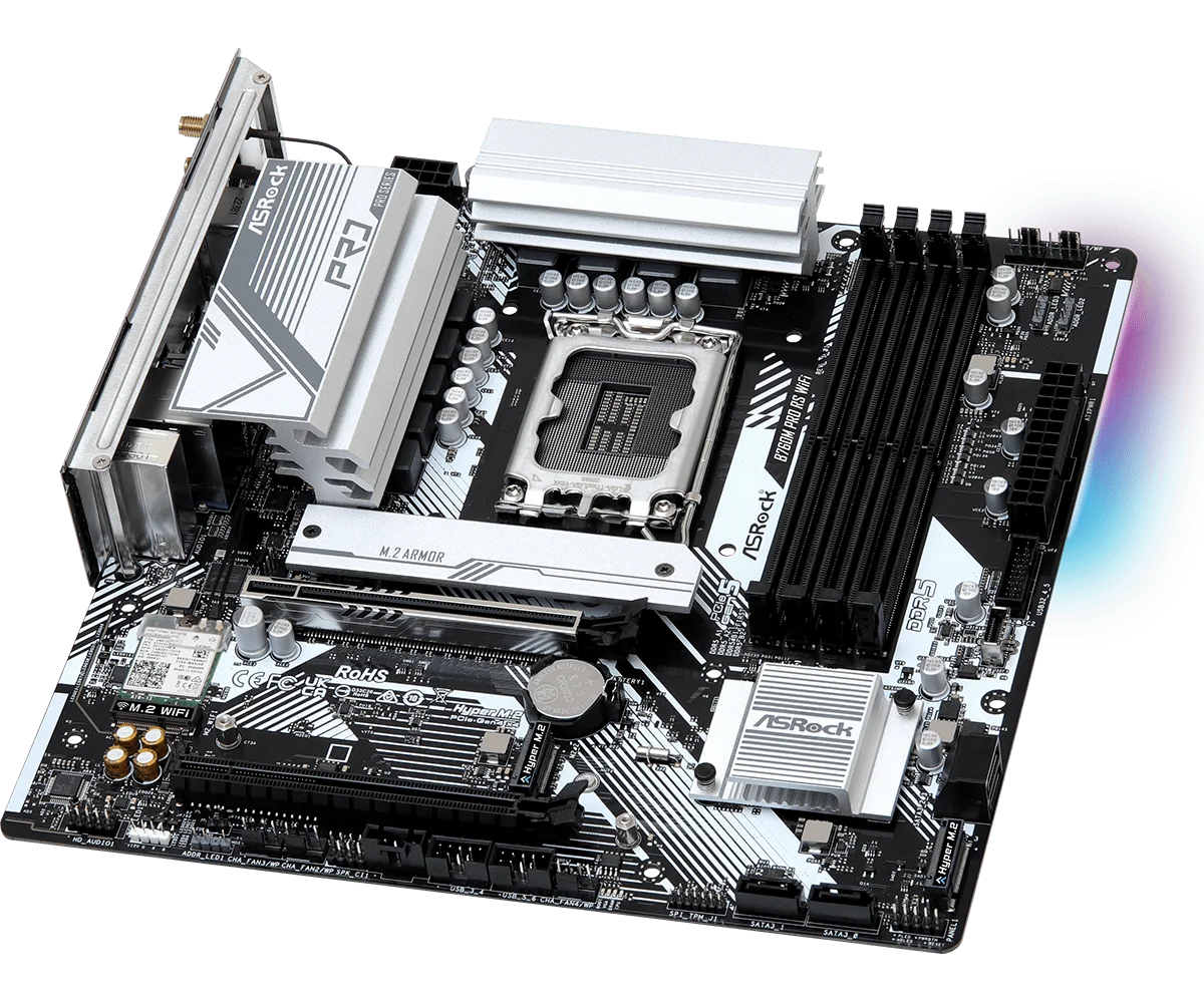 ASROCK B760M PRO RS WIFI Motherboard Intel B760 LGA1700 Support i9-14900T i9-13900 i7-14700K i5-14500T CPU 4xDDR5 M.2 Micro ATX